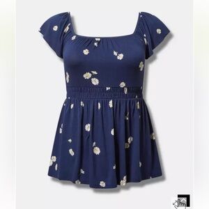 Navy Blue Babydoll Top Torrid 1